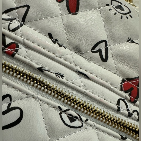 Aldo Caraglio Valentines Heart Print Chain Shoulder Quilted Crossbody Purse RARE - Picture 10 of 15
